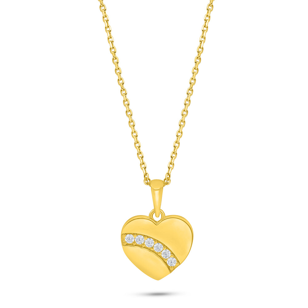 Sterling Silver 925 Necklace Golden Plated Embedded With White Zircon