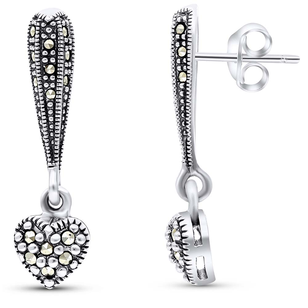 Sterling Silver 925 Earring Embedded With Marcasite Stones