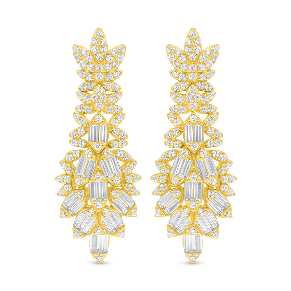 Sterling Silver 925 Earring Golden Plated Embedded With White Zircon