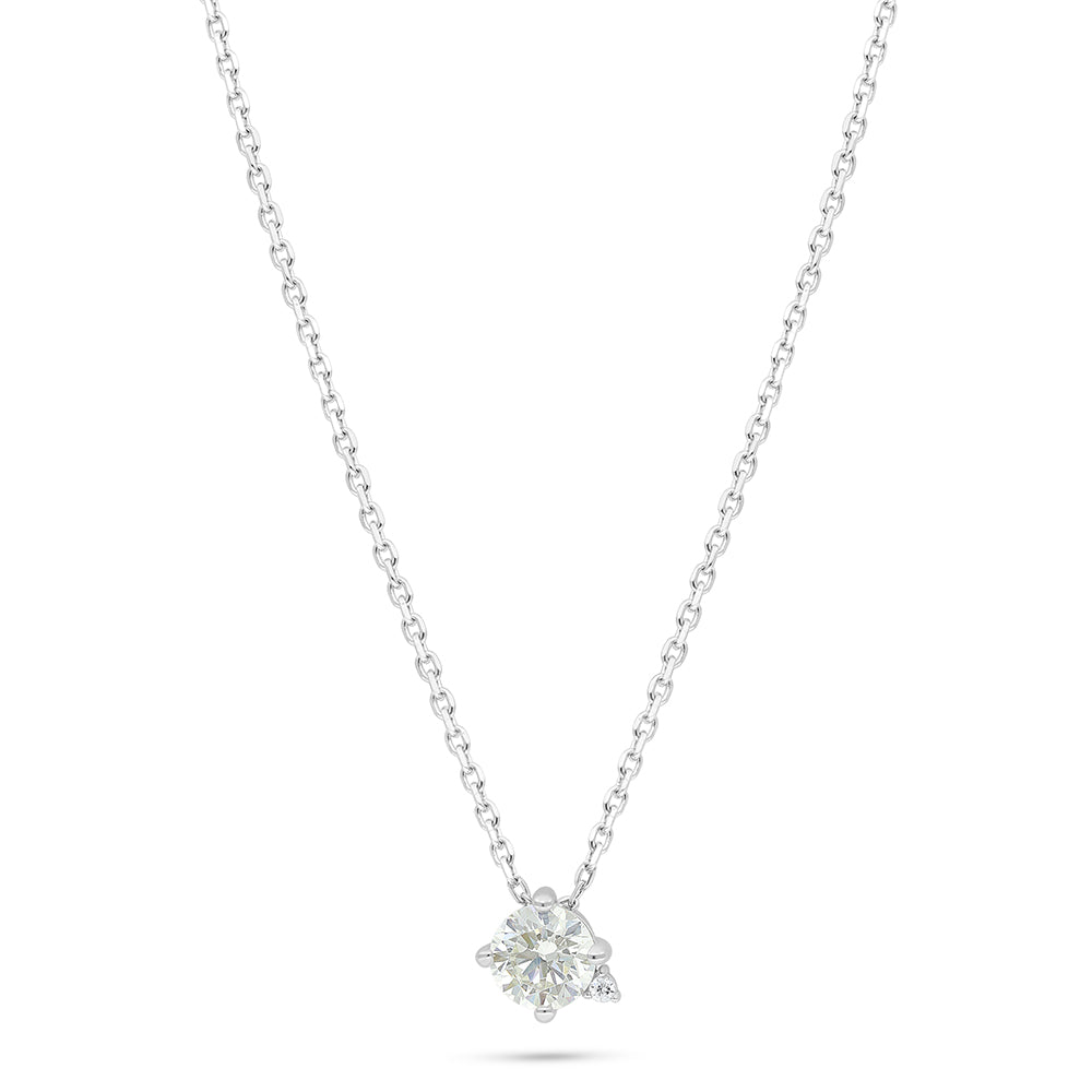 Sterling Silver 925 Necklace Rhodium Plated Embedded With Diamond Zircon And White Zircon