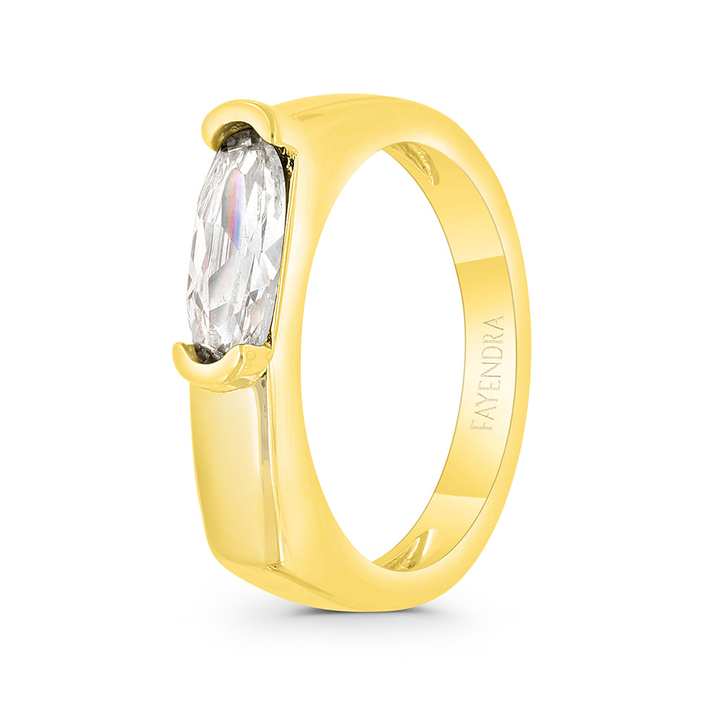 Sterling Silver 925 Ring Gold Plated Embedded With Yellow Zircon