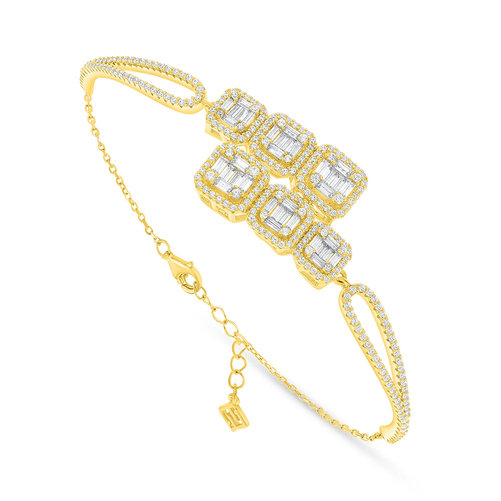 Sterling Silver 925 Bracelet Golden Plated Embedded With White Zircon