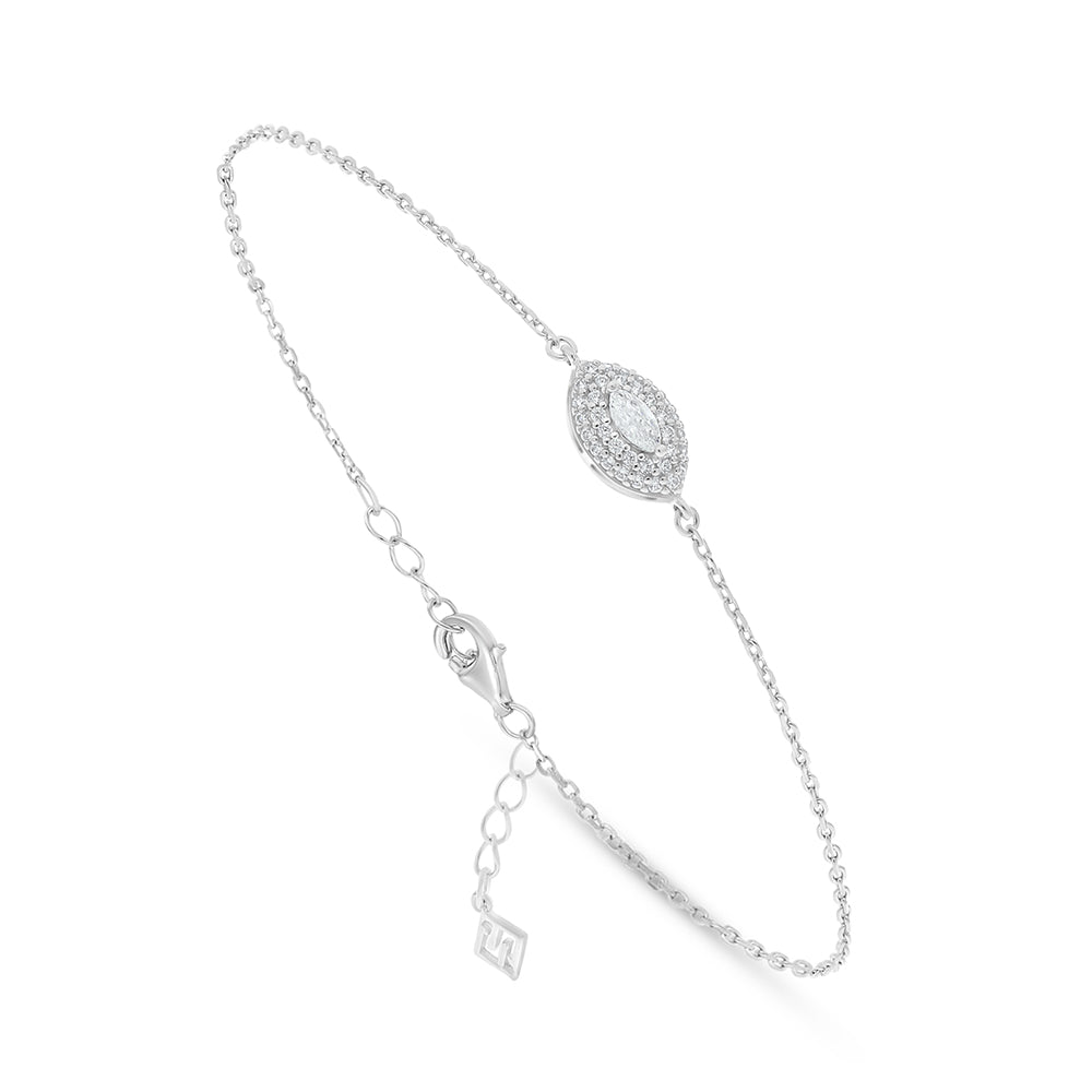 Sterling Silver 925 Bracelet Rhodium Plated Embedded With White Zircon