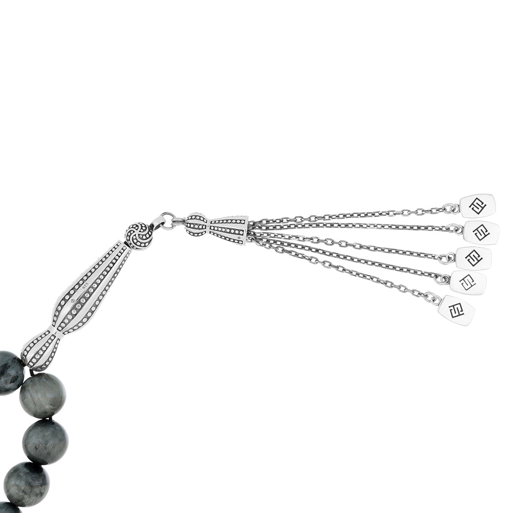 Rosary 33 Eagle Eye Round Bead 10 -11 mm With Oxidized Silver 925 Set