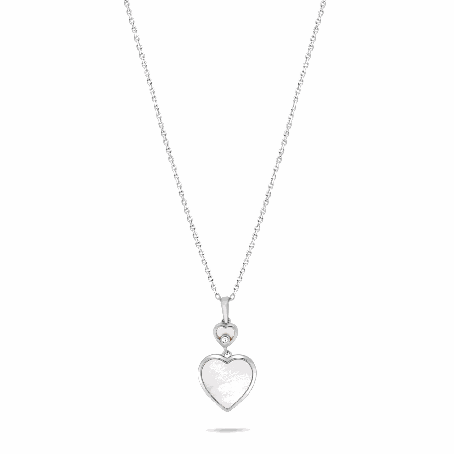 Sterling Silver 925 Necklace Rhodium Plated Embedded With white shell And White Zircon