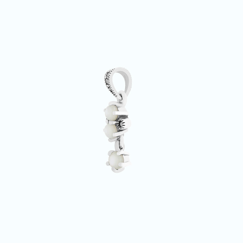 Sterling Silver 925 Pendant Embedded With Natural White Shell And Marcasite Stones