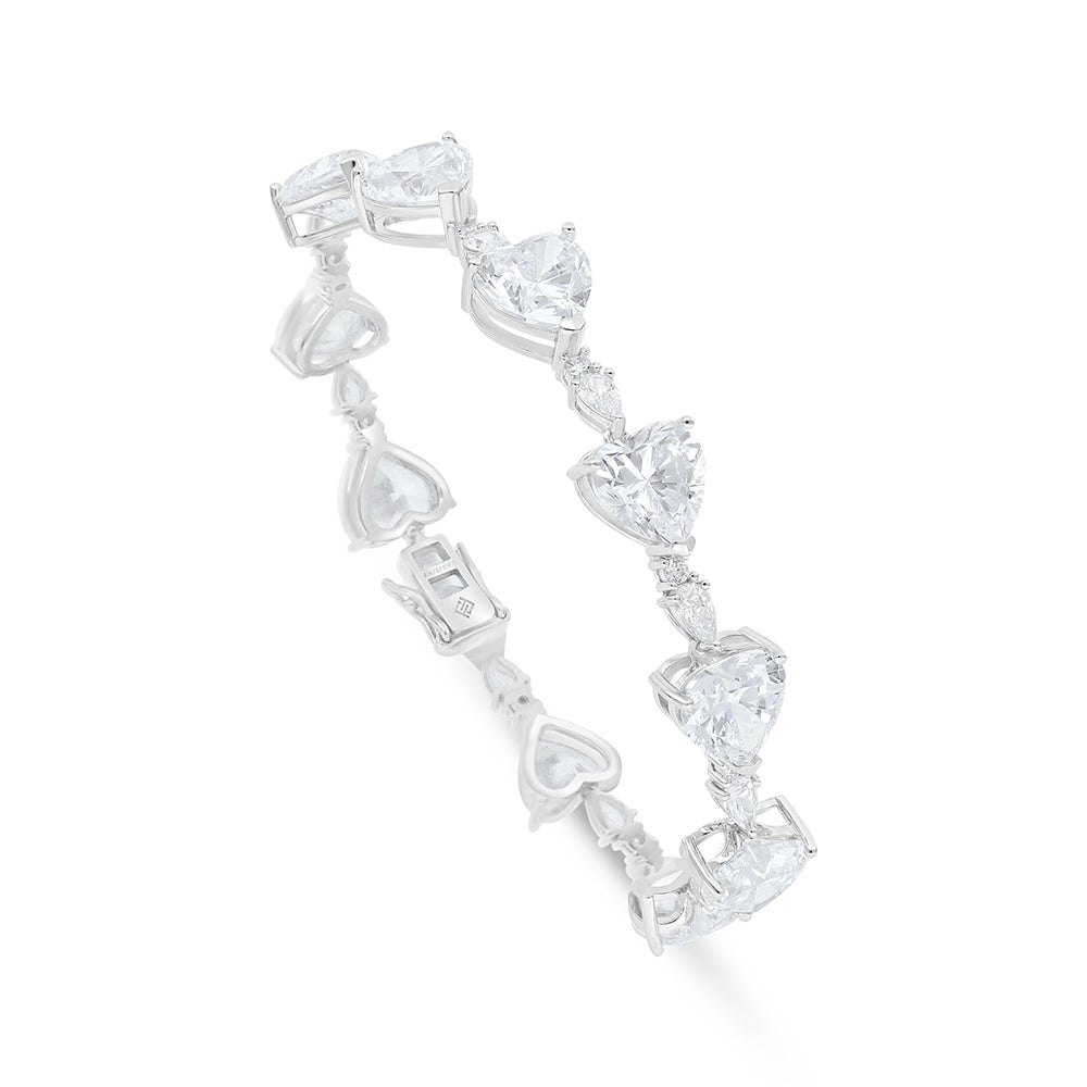 Sterling Silver 925 SET Rhodium Plated Embedded With White Zircon