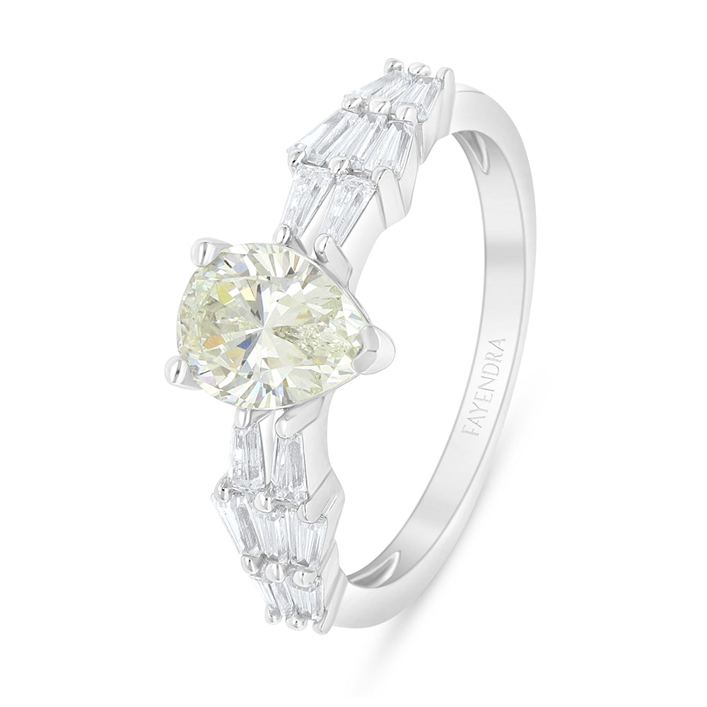 Sterling Silver 925 Ring Rhodium Plated Embedded With Diamond Zircon And White Zircon