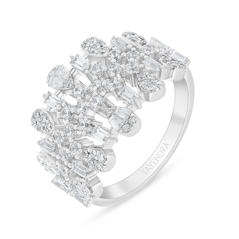 Sterling Silver 925 SET Rhodium Plated Embedded With White Zircon