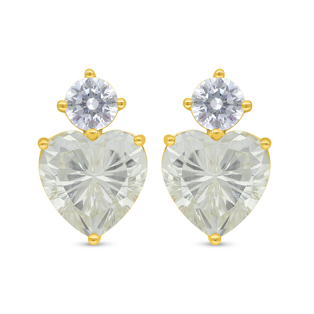 اقراط من الفضة الخالصة عيار 925 مطلية ذهبي مرصعة بالزركون الكناري الالماسي و فص ابيض