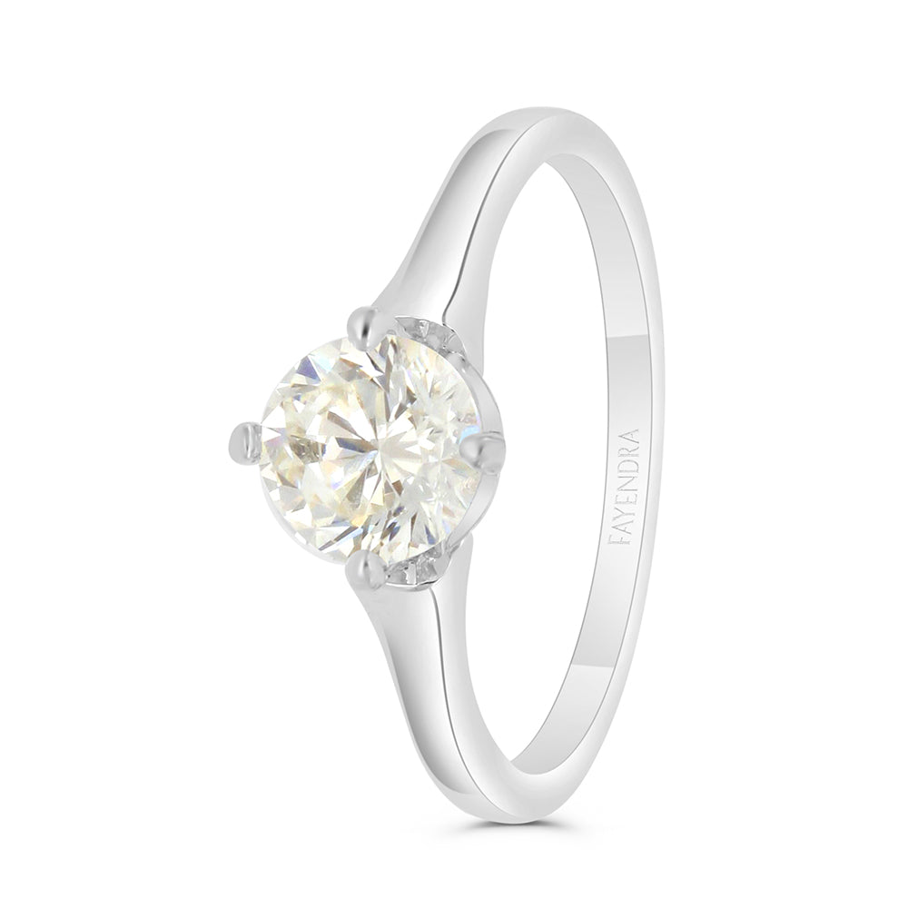 Sterling Silver 925 Ring Rhodium Plated Embedded With Diamond Zircon