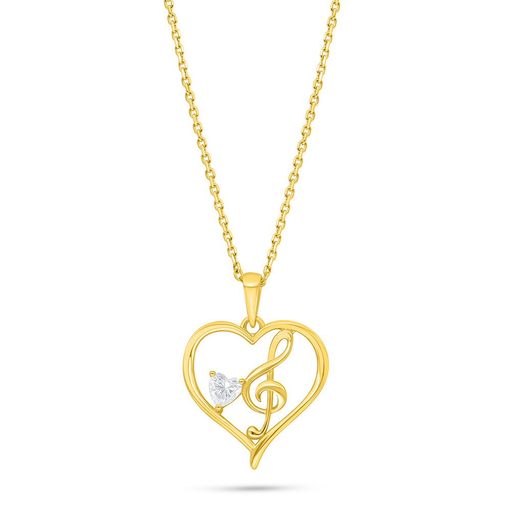 عقد من الفضة الخالصة عيار 925 مطلي ذهبي مرصع فص ابيض