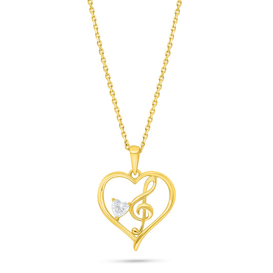 Sterling Silver 925 Necklace Golden Plated Embedded With White Zircon