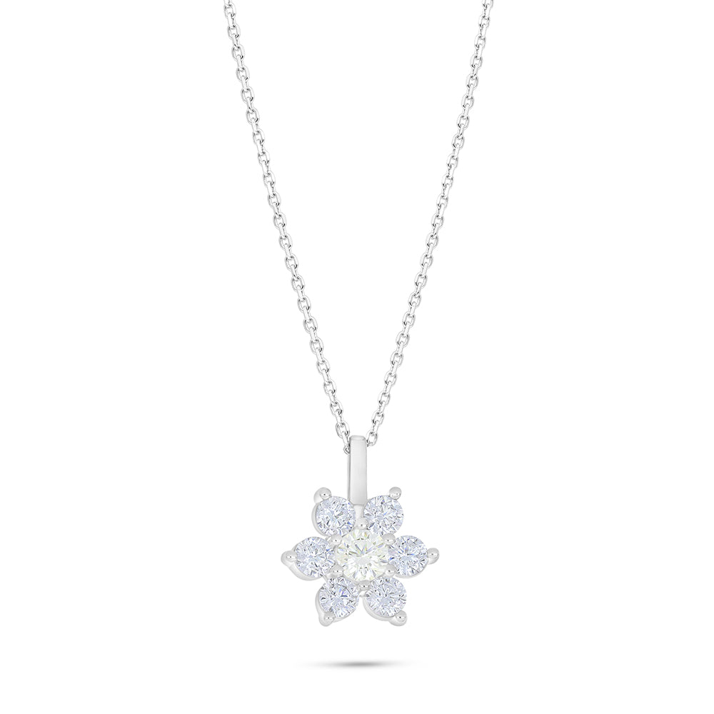 Sterling Silver 925 Necklace Rhodium Plated Embedded With Diamond Zircon And White Zircon