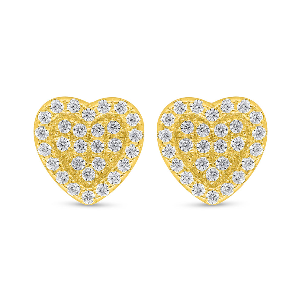 Sterling Silver 925 Earring Golden Plated Embedded With White Zircon
