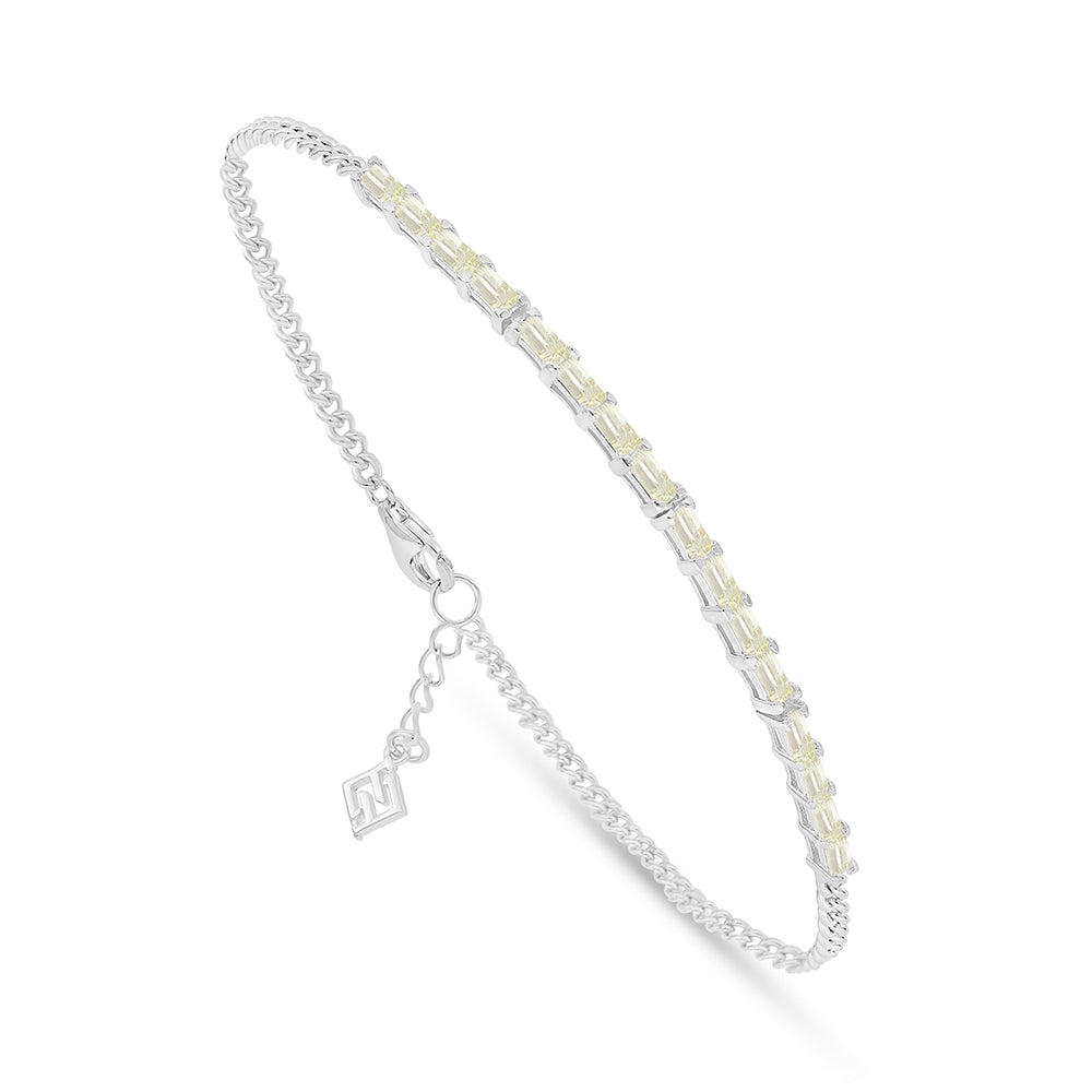 Sterling Silver 925 Bracelet Rhodium Plated Embedded With Diamond Zircon