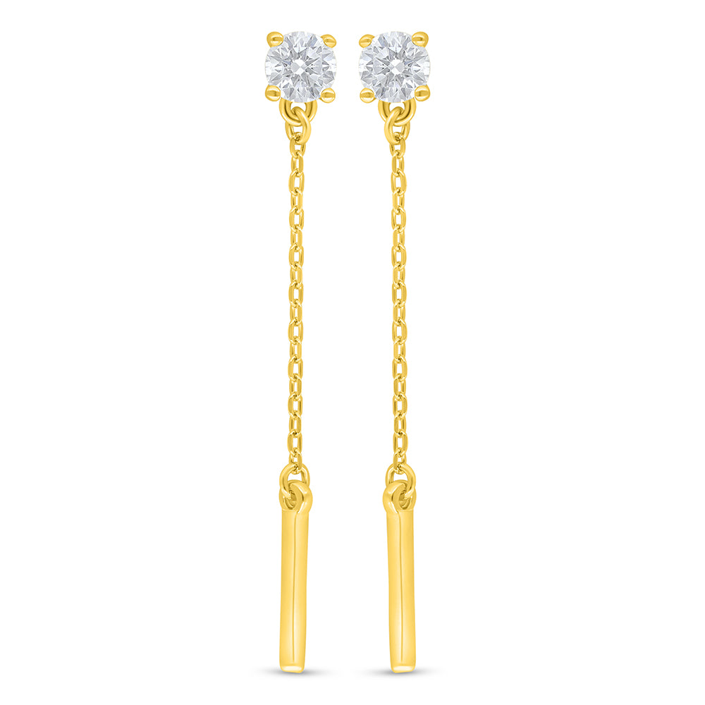Sterling Silver 925 Earring Golden Plated Embedded With White Zircon