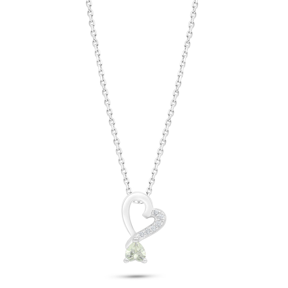 Sterling Silver 925 Necklace Rhodium Plated Embedded With Diamond Zircon And White Zircon