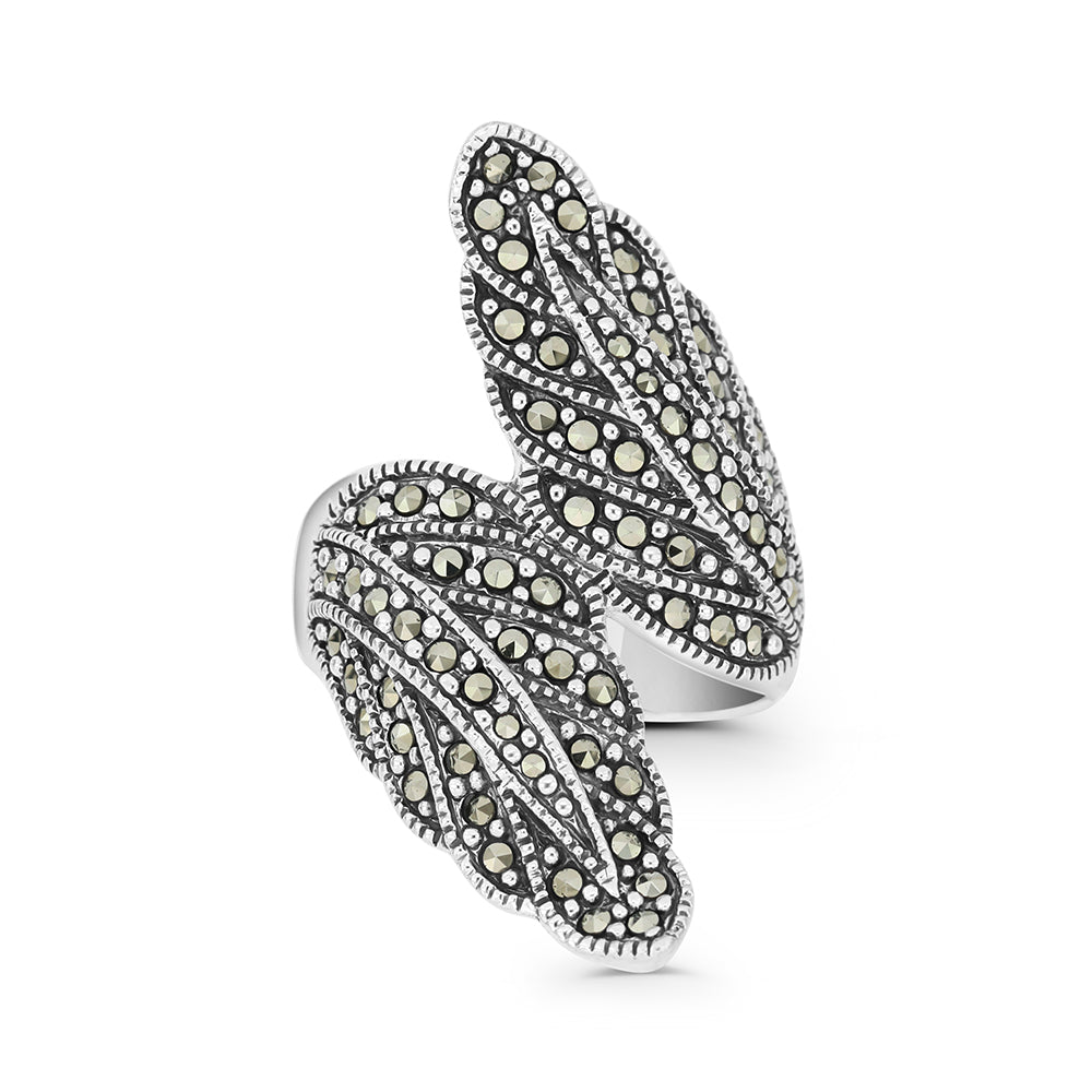 خاتم من الفضة الخالصة عيار 925 مرصع احجار ماركسايت سادة