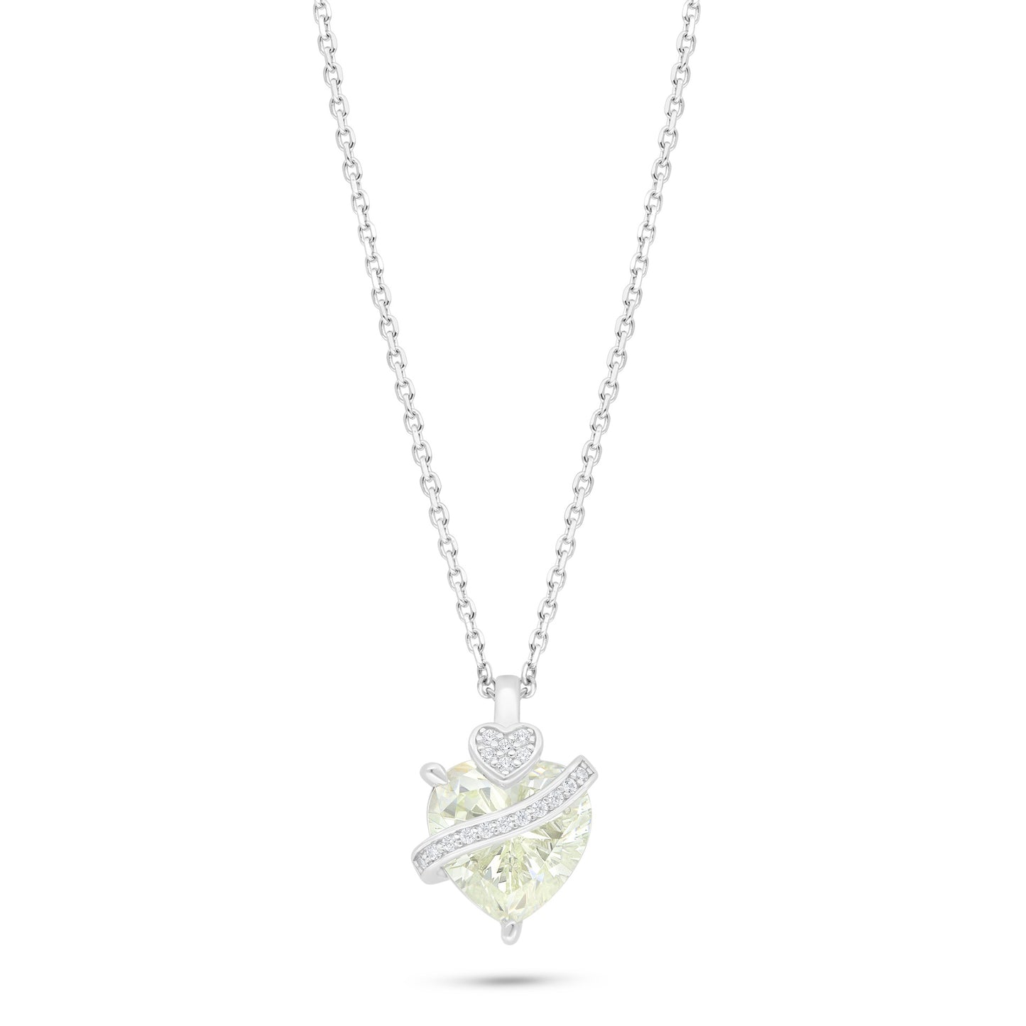 Sterling Silver 925 Necklace Rhodium Plated Embedded With Diamond Zircon And White Zircon