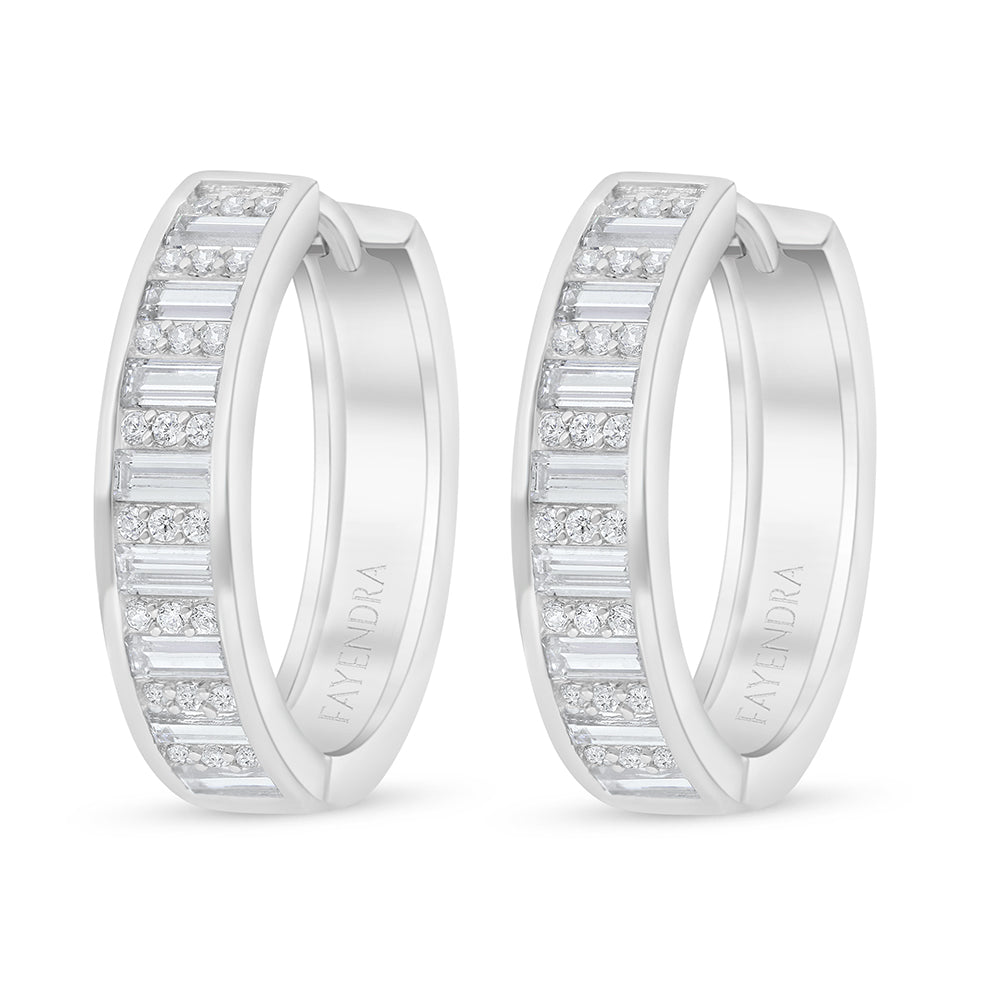 اقراط من الفضة الخالصة عيار 925 مطلي روديوم مرصع فص ابيض