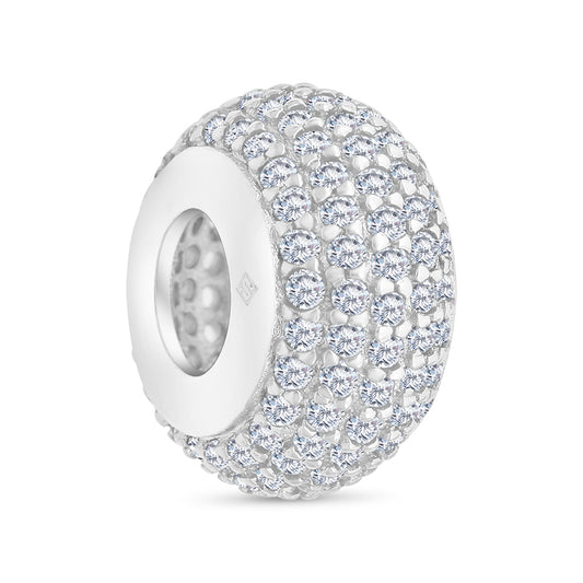Sterling Silver 925 CHARM Rhodium Plated Embedded With White CZ