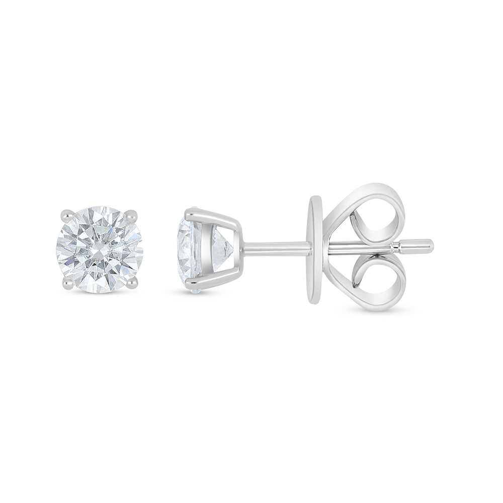 Sterling Silver 925 Earring Rhodium Plated Embedded With White Zircon