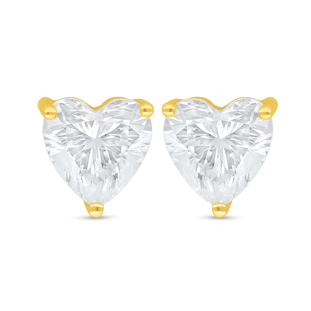 Sterling Silver 925 Earring Golden Plated Embedded With White Zircon