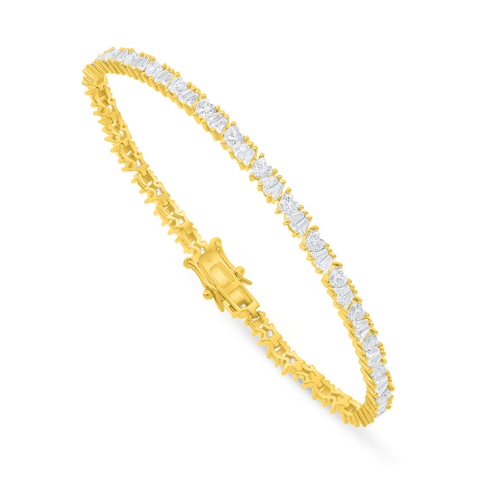 Sterling Silver 925 Bracelet Golden Plated Embedded With White Zircon