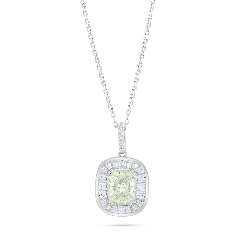 Sterling Silver 925 Necklace Rhodium Plated Embedded With Diamond Zircon And White Zircon