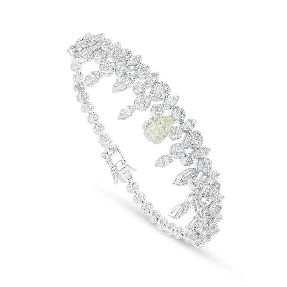 Sterling Silver 925 SET Rhodium Plated Embedded With Diamond Zircon And White Zircon