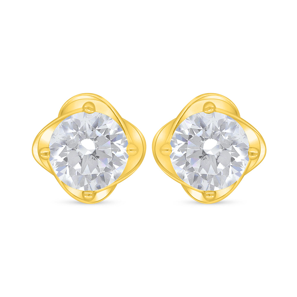 Sterling Silver 925 Earring Golden Plated Embedded With White Zircon