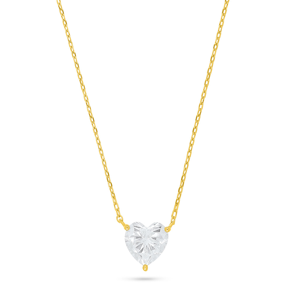 Sterling Silver 925 Necklace Golden Plated Embedded With White Zircon