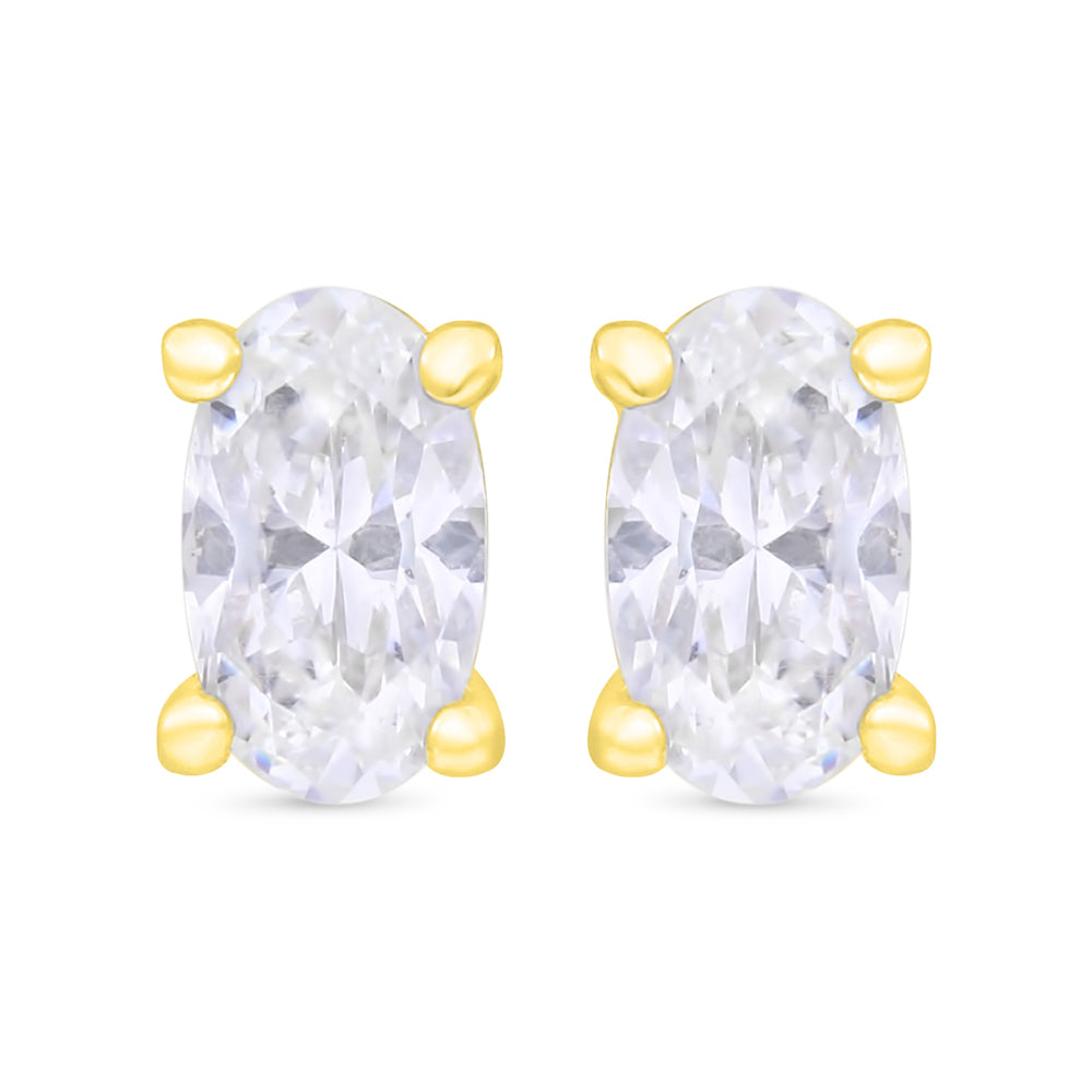 Sterling Silver 925 Earring Gold Plated Embedded With White Zircon