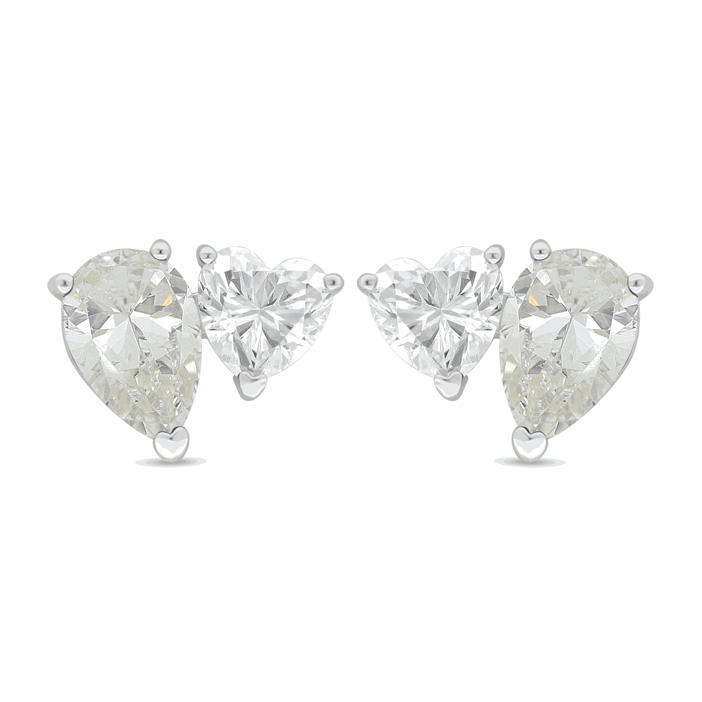 Sterling Silver 925 Earring Rhodium Plated Embedded With Diamond Zircon And White Zircon