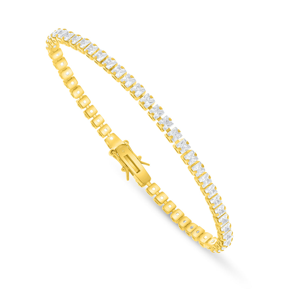 Sterling Silver 925 Bracelet Golden Plated Embedded With White Zircon