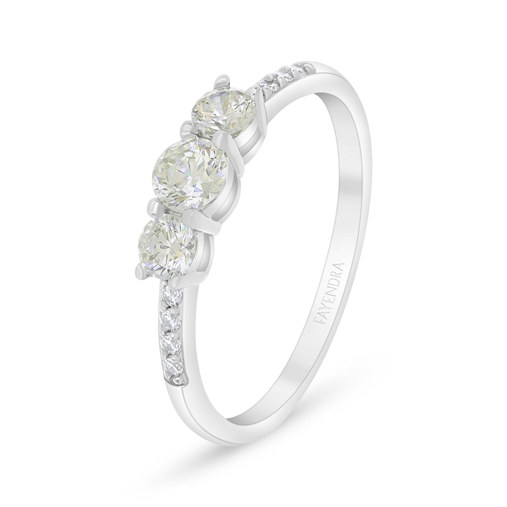 خاتم من الفضة الخالصة عيار 925 مطلي روديوم مرصع بالزركون الكناري الالماسي و فص ابيض