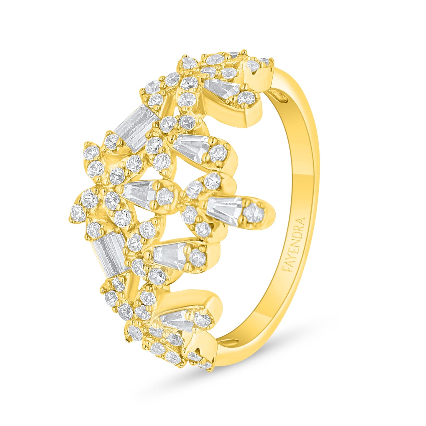 طقم فضة عيار 925 مطلي ذهبي مرصع فص ابيض