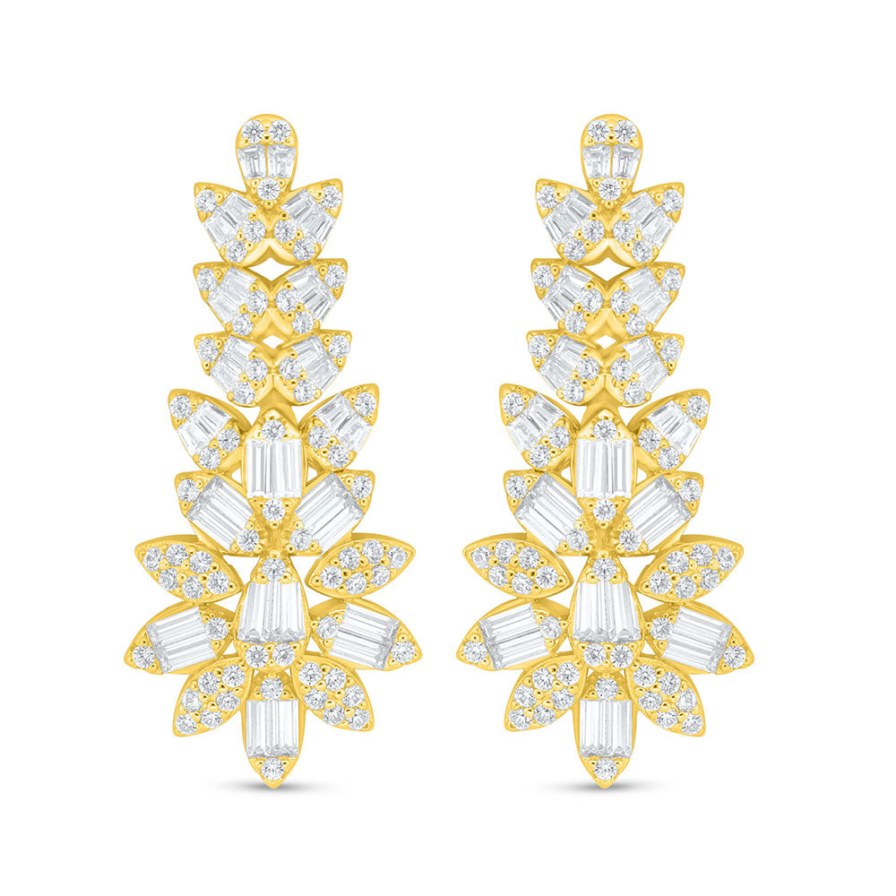 Sterling Silver 925 Earring Golden Plated Embedded With White Zircon