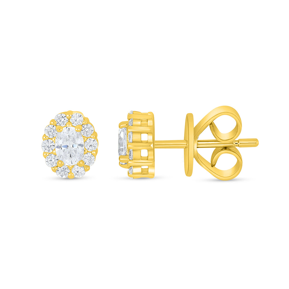 Sterling Silver 925 Earring Golden Plated Embedded With White Zircon