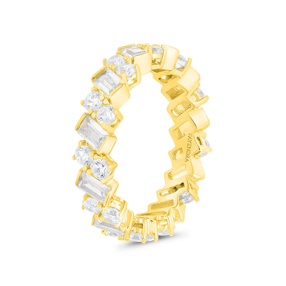 Sterling Silver 925 Ring Gold Plated Embedded With White CZ