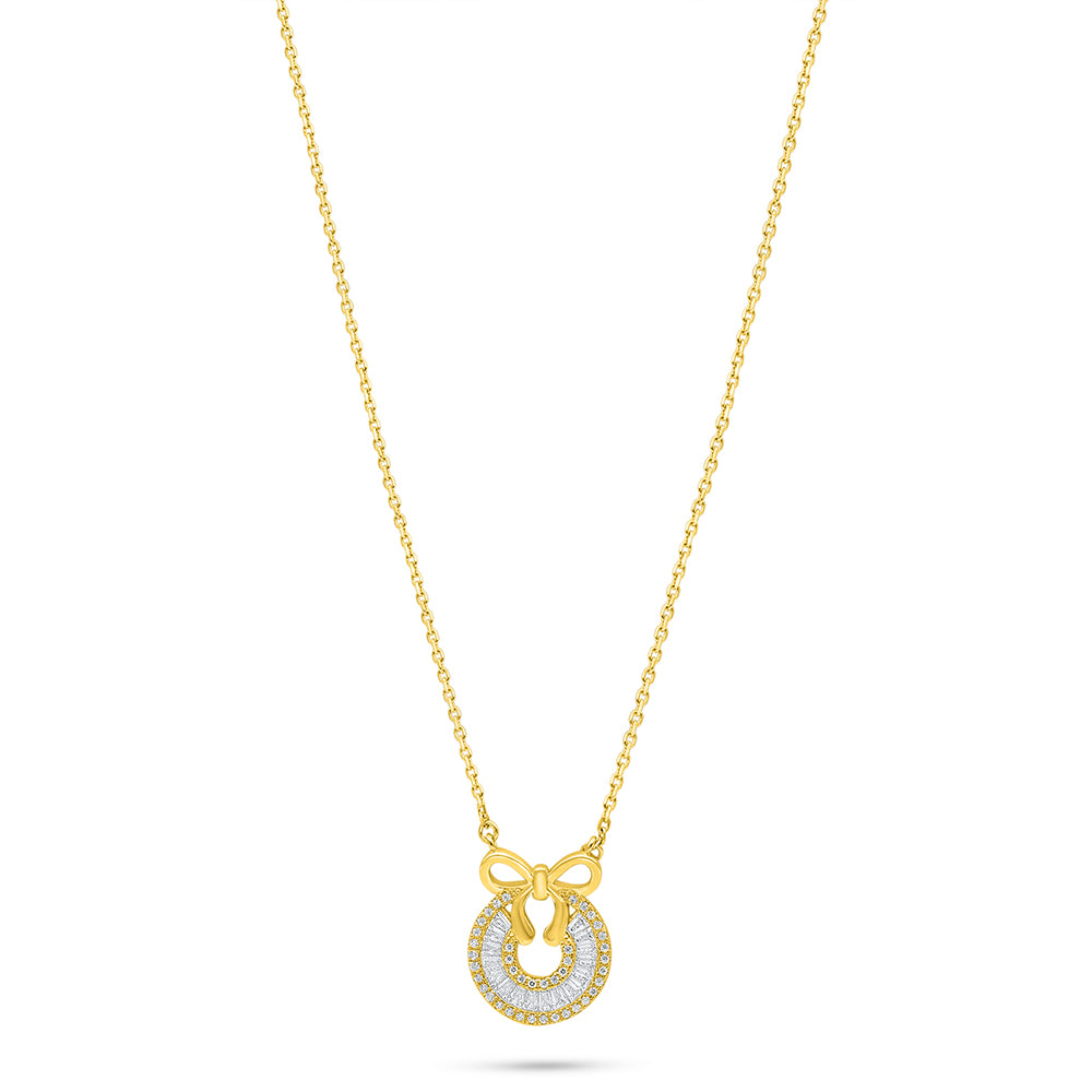 Sterling Silver 925 Necklace Golden Plated Embedded With White Zircon