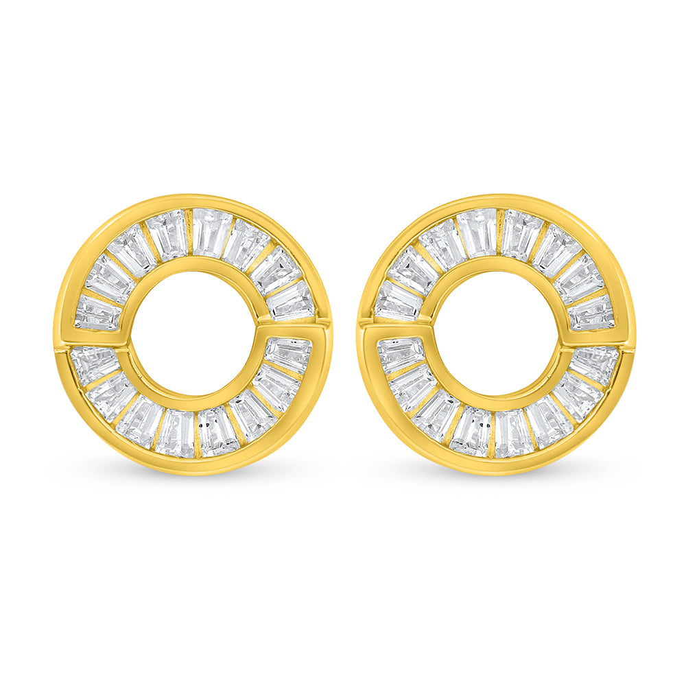 Sterling Silver 925 Earring Golden Plated Embedded With White Zircon