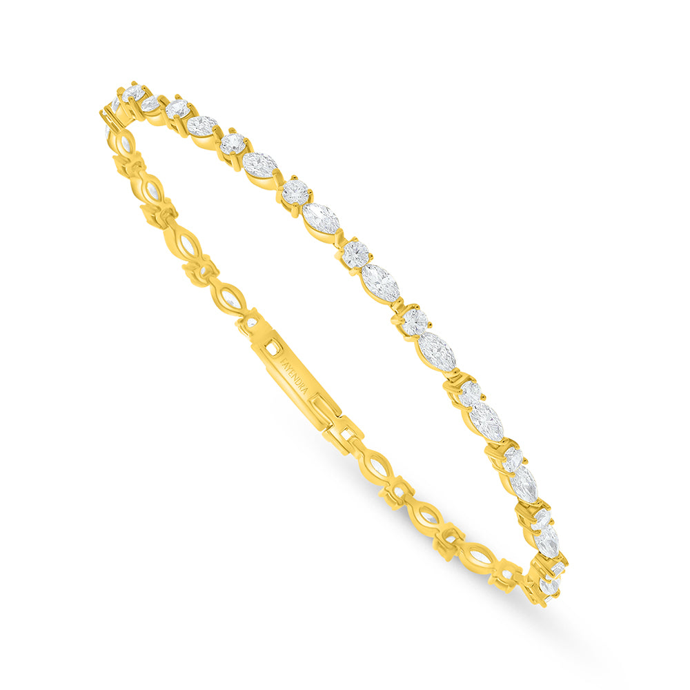 Sterling Silver 925 Bracelet Golden Plated Embedded With White Zircon