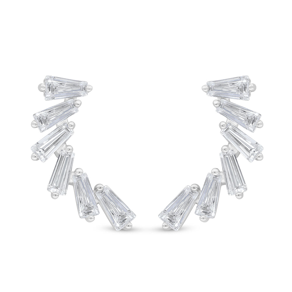 اقراط من الفضة الخالصة عيار 925 مطلي روديوم مرصع فص ابيض