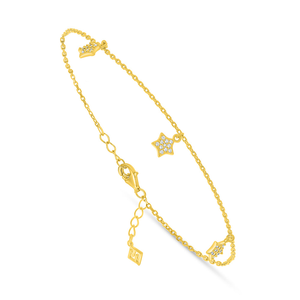 Sterling Silver 925 Bracelet Golden Plated Embedded With White Zircon