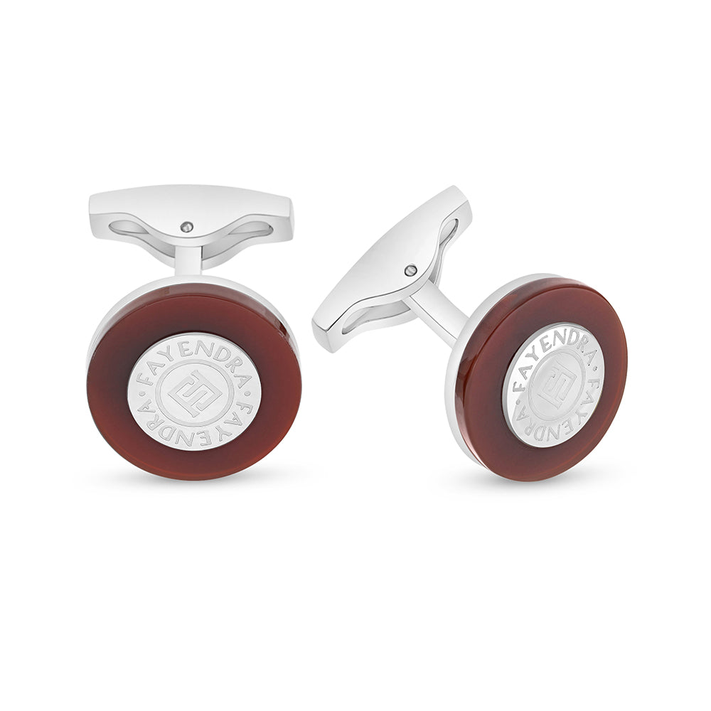 كبك ستانلس ستيل لون فضي عيار L316 مرصع احجار عقيق احمر Shiny Steel