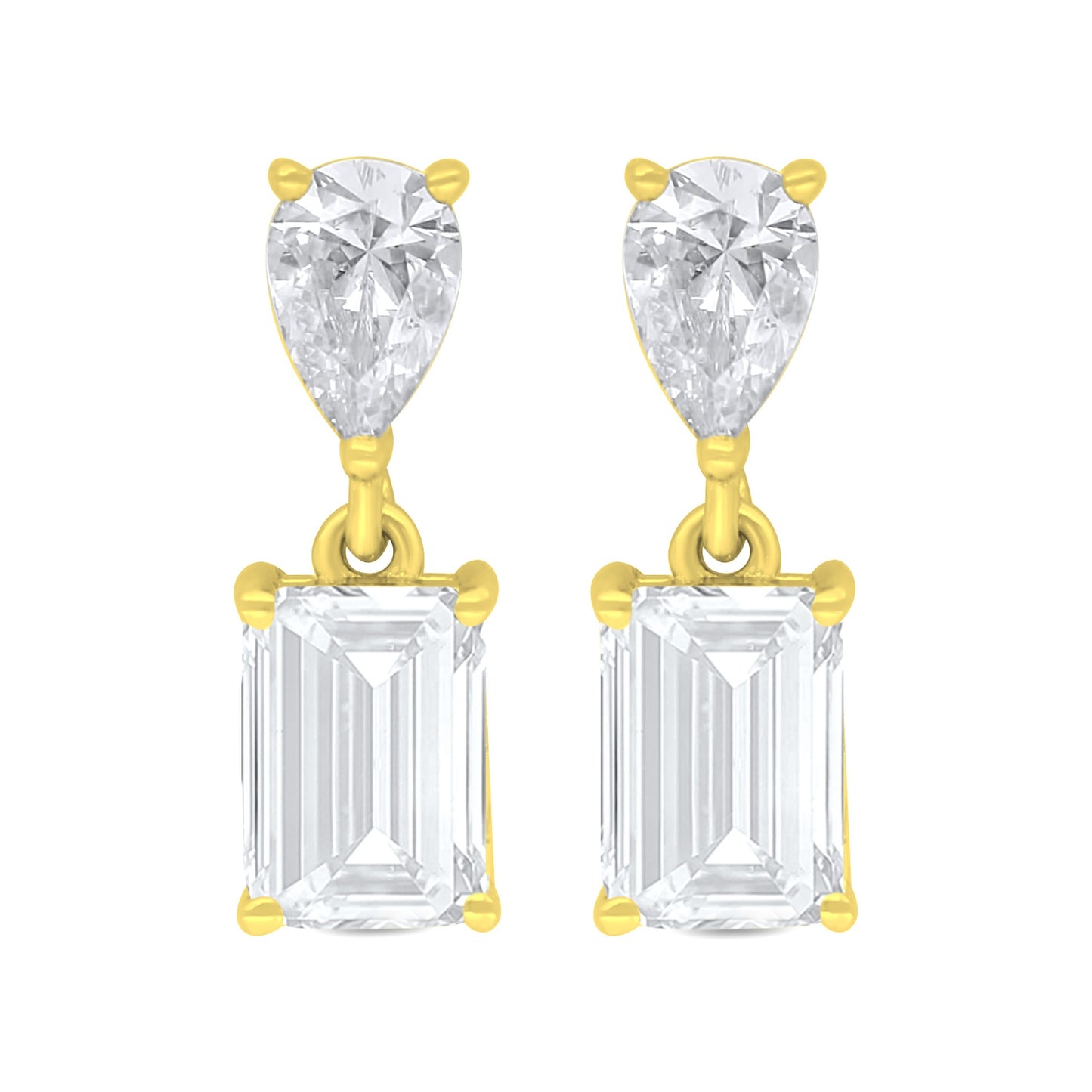 Sterling Silver 925 Earring Golden Plated Embedded With White Zircon
