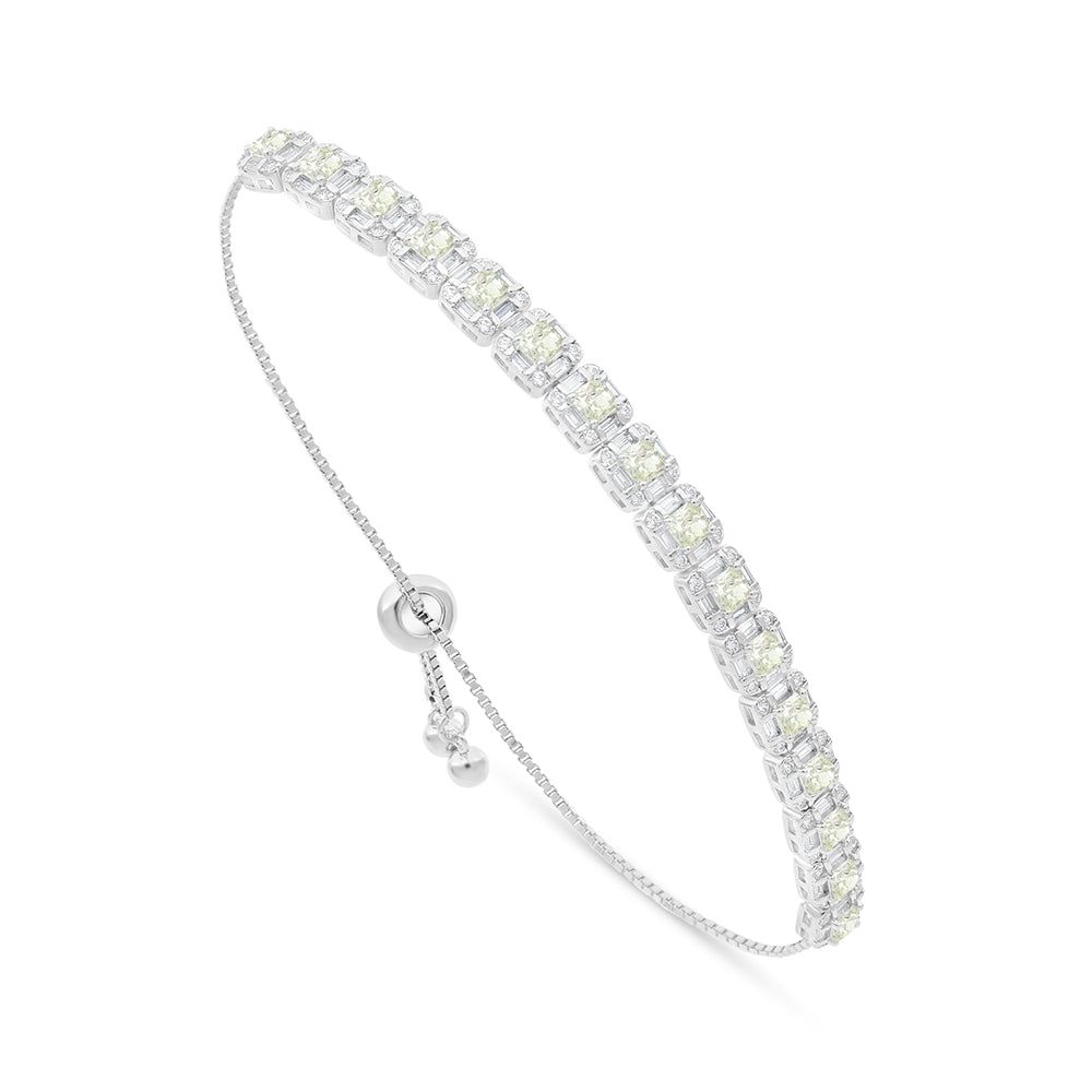 Sterling Silver 925 Bracelet Rhodium Plated Embedded With Diamond Zircon And White Zircon