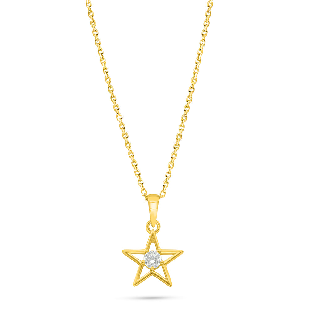 عقد من الفضة الخالصة عيار 925 مطلي ذهبي مرصع فص ابيض